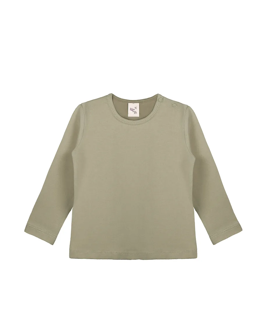 Baby Cotton Long Sleeve Basic Crewneck T-Shirt