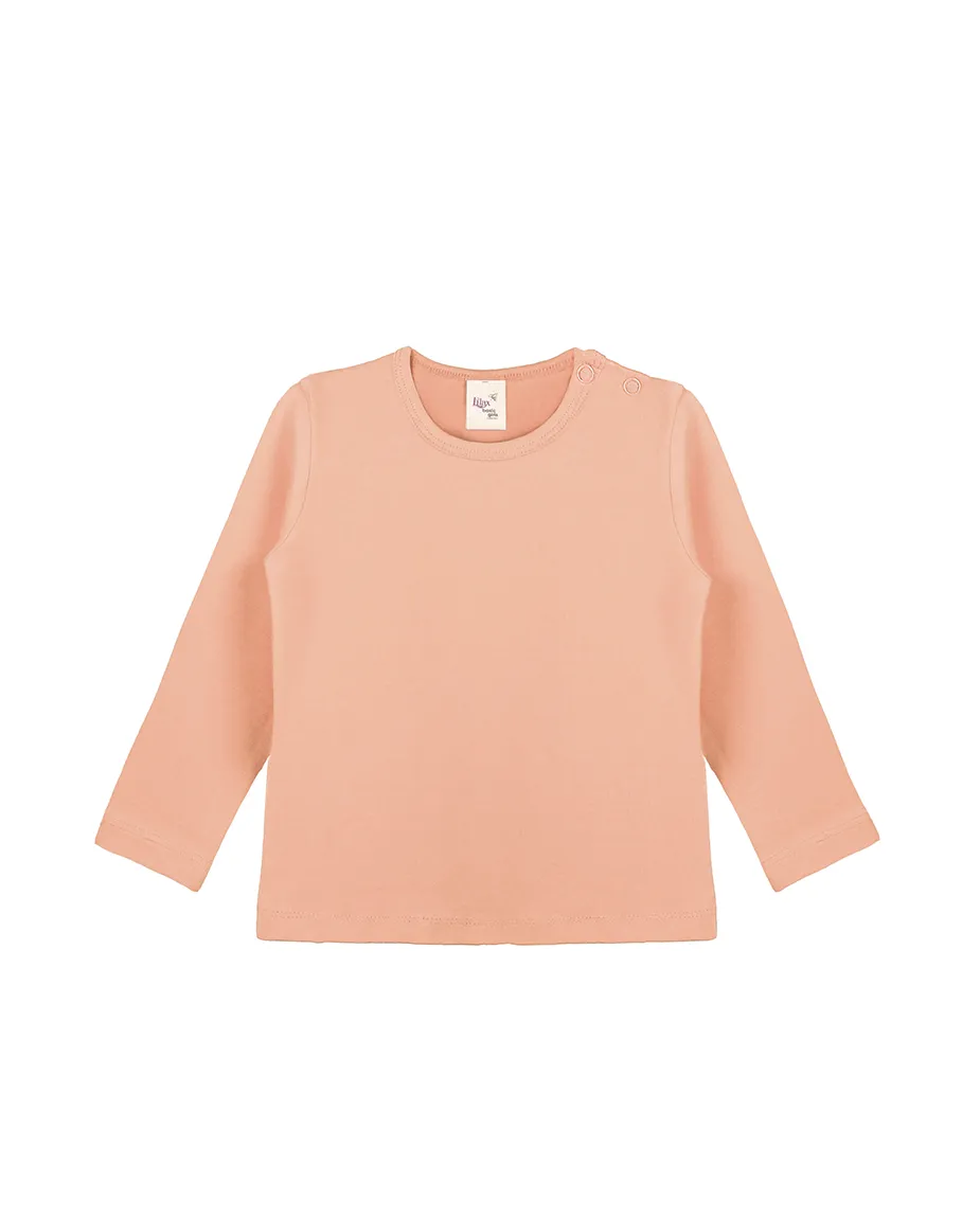 Baby Cotton Long Sleeve Basic Crewneck T-Shirt