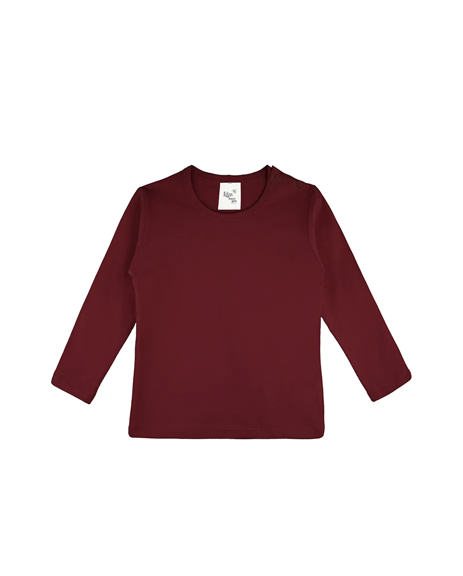 Baby Cotton Long Sleeve Basic Crewneck T-Shirt