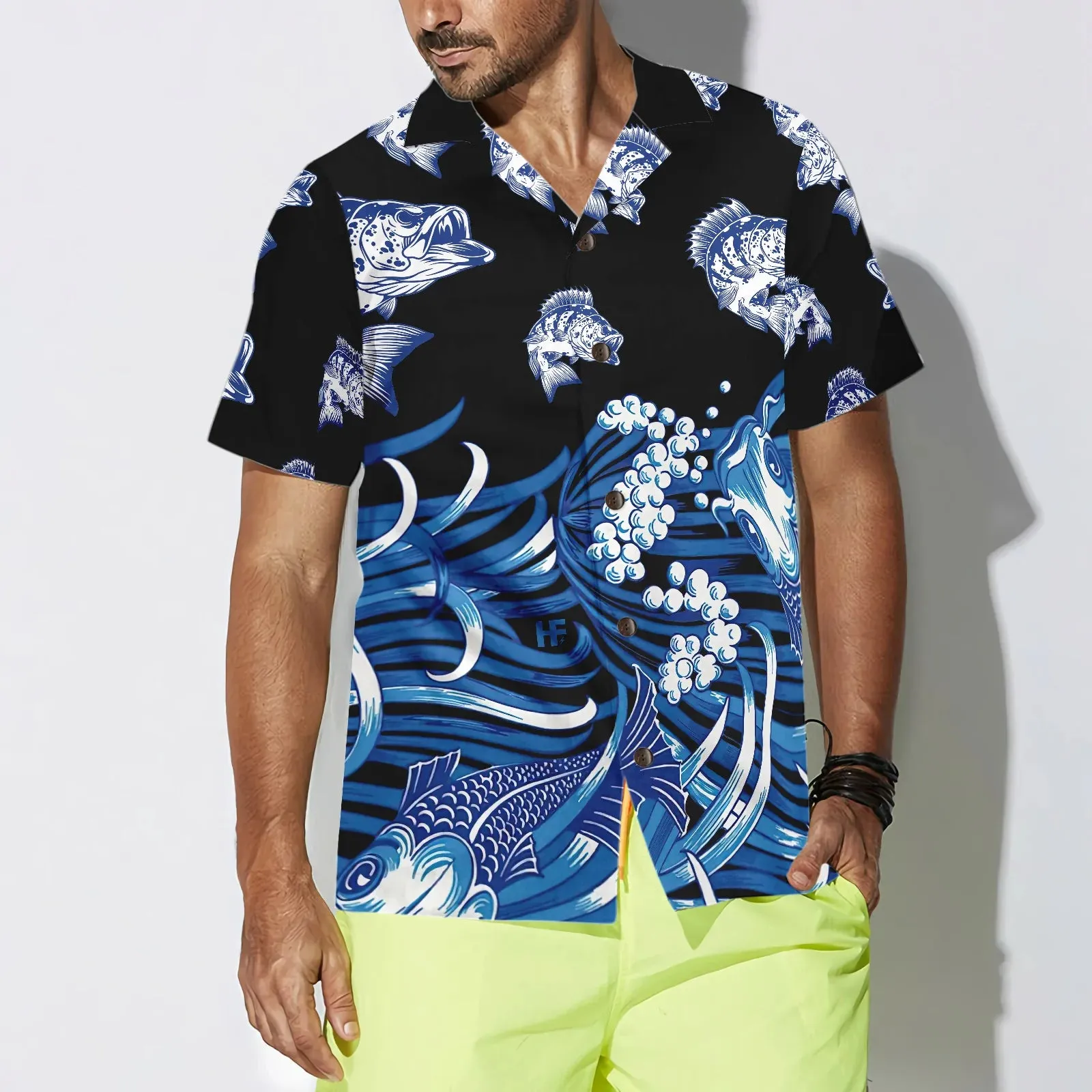 Bass Fish Hawaiian Shirt, 3D Fishing Aloha Shirt, Perfect Gift For Fishing Lovers, Friends, Husband, Boyfriend, Family