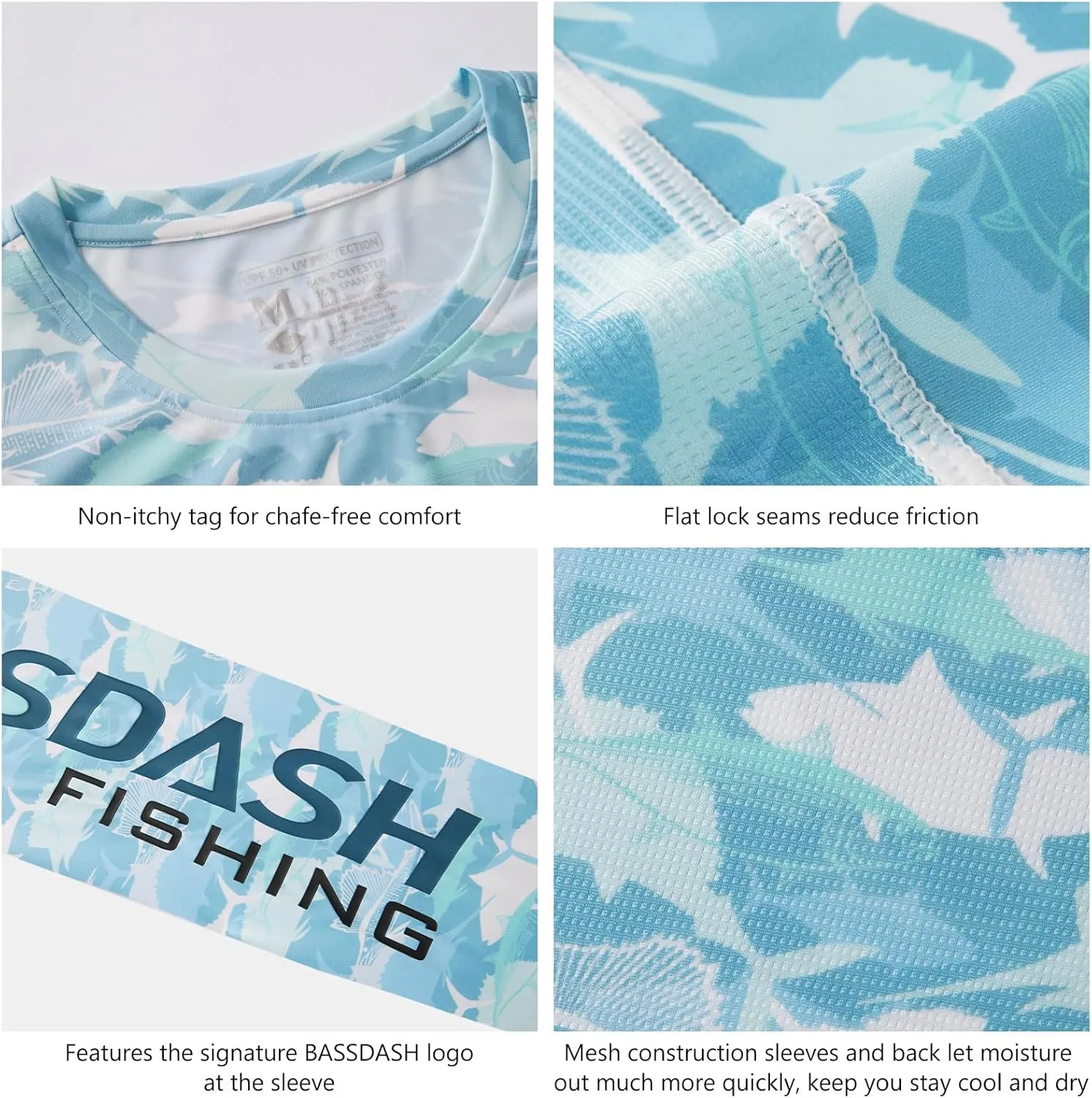 BASSDASH Mens Camo Fishing Shirts UPF 50  Long Sleeve Quick Dry Lightweight T-Shirts for Outdoor Hiking Kayaking FS37M