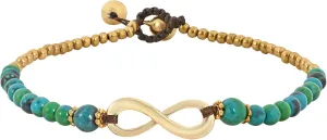 Beautiful Infinity Symbol Malachite & Fashion Brass Beads Handmade Link Anklet