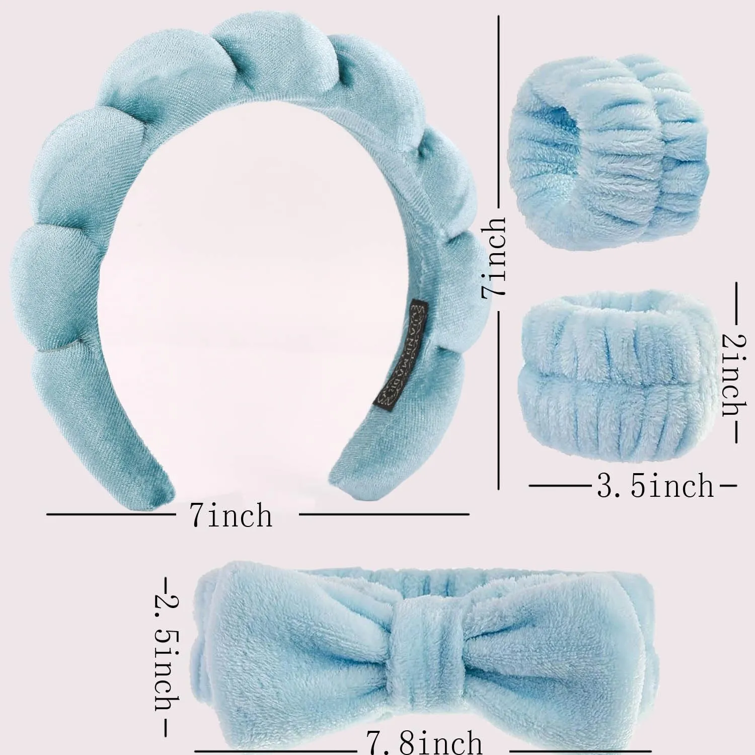 BEBEEPOO Headbands for Women 4 Pcs Spa Headband and Wristband Set - Headband for Washing Face,Facial Mask,Makeup and Skin Care,Gifts for Women and Teen Girl Gifts