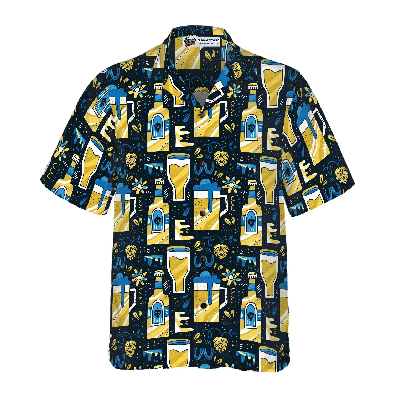 Beer Pattern Hawaiian Shirt, Beer Tropical Summer Aloha Shirt For Men, Perfect Gift For Beer Lovers, Friends, Husband, Boyfriend, Family