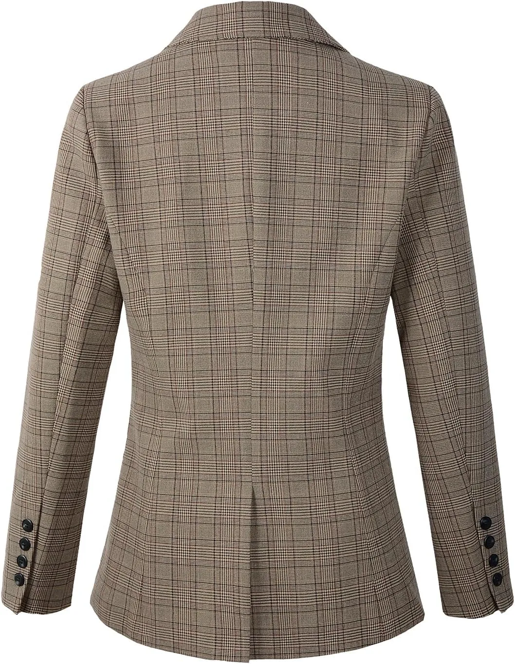 Beninos Womens Casual Blazers One Button Plaid Blazer Jacket