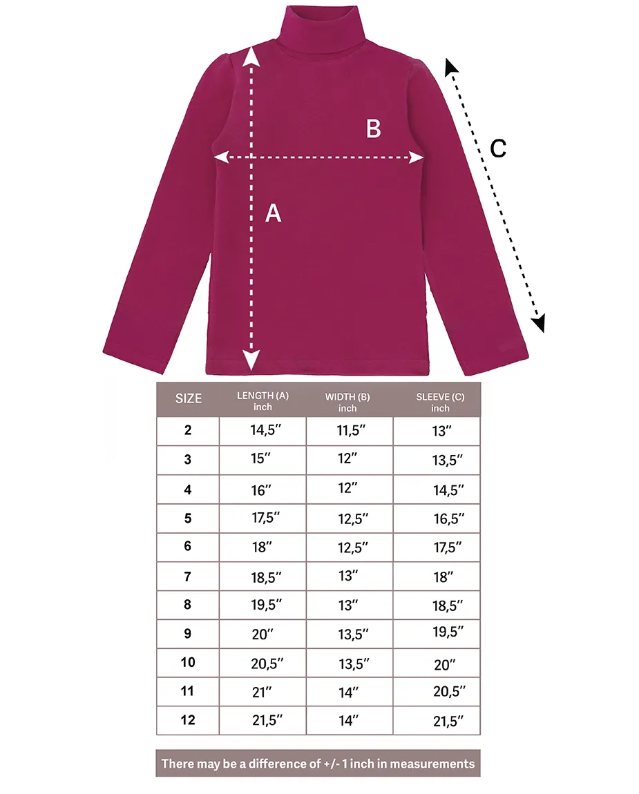 Big Girl Cotton Long Sleeve Solid Turtleneck T-Shirt