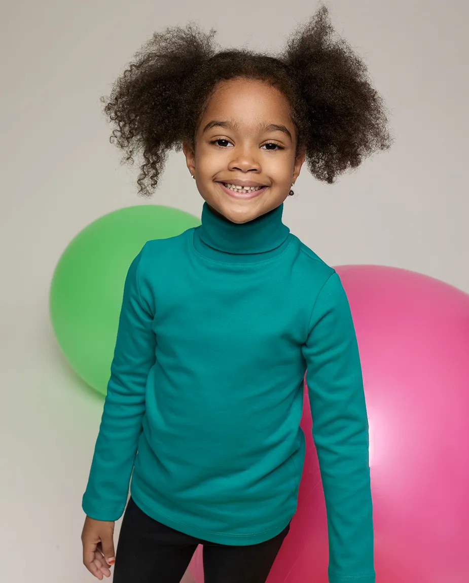 Big Girl Cotton Long Sleeve Solid Turtleneck T-Shirt