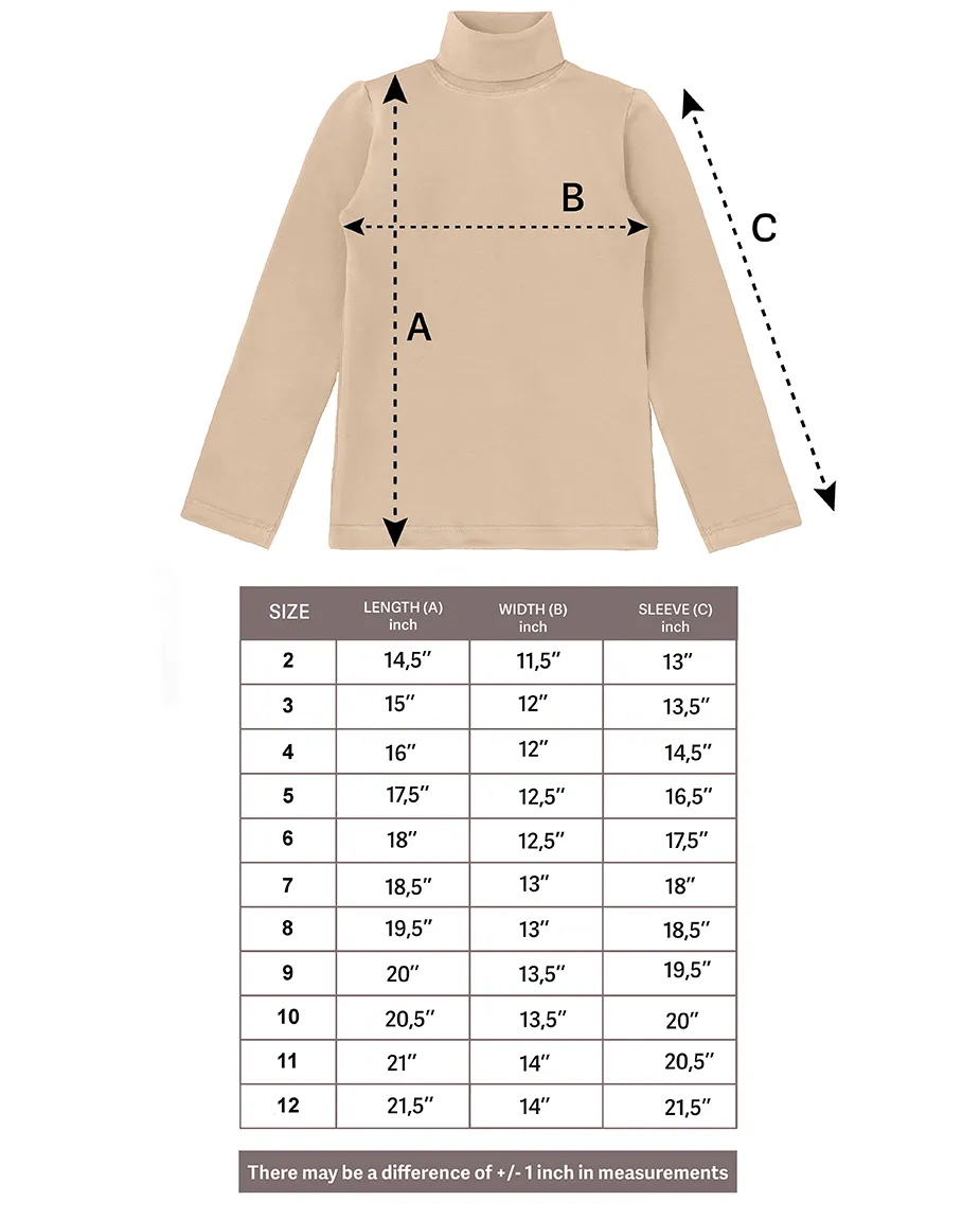 Big Girl Cotton Long Sleeve Solid Turtleneck T-Shirt