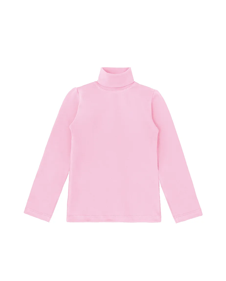 Big Girl Cotton Long Sleeve Solid Turtleneck T-Shirt