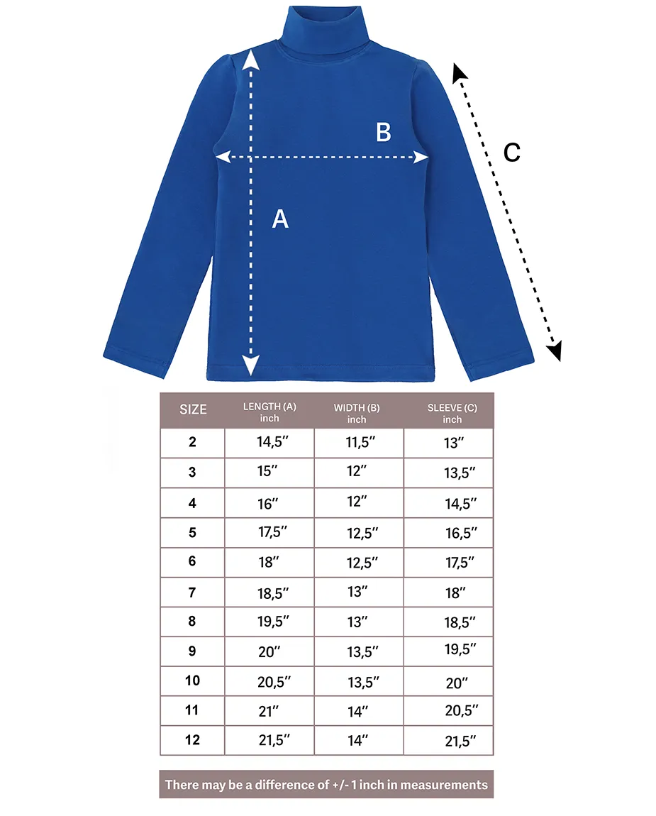 Big Girl Cotton Long Sleeve Solid Turtleneck T-Shirt