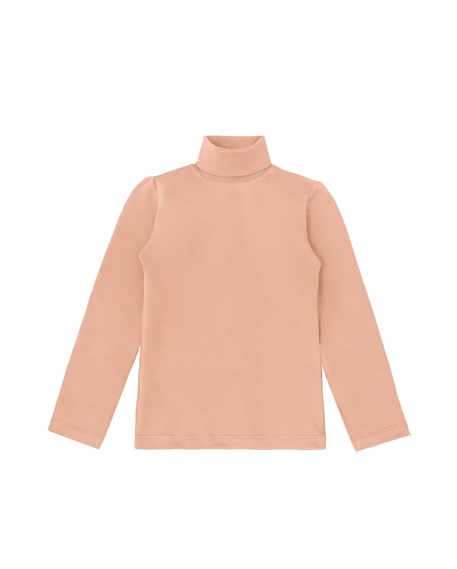 Big Girl Cotton Long Sleeve Solid Turtleneck T-Shirt