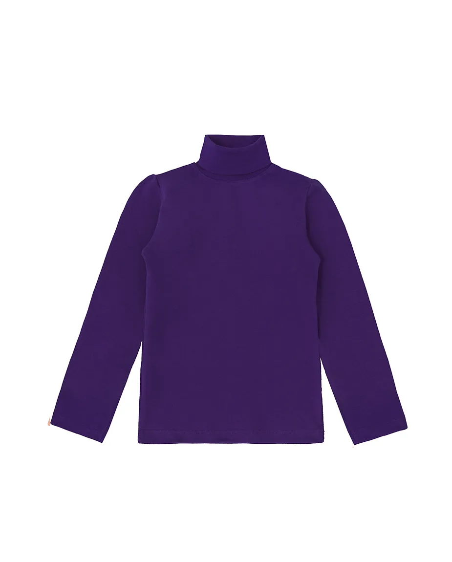 Big Girl Cotton Long Sleeve Solid Turtleneck T-Shirt