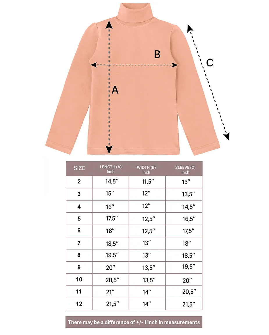 Big Girl Cotton Long Sleeve Solid Turtleneck T-Shirt