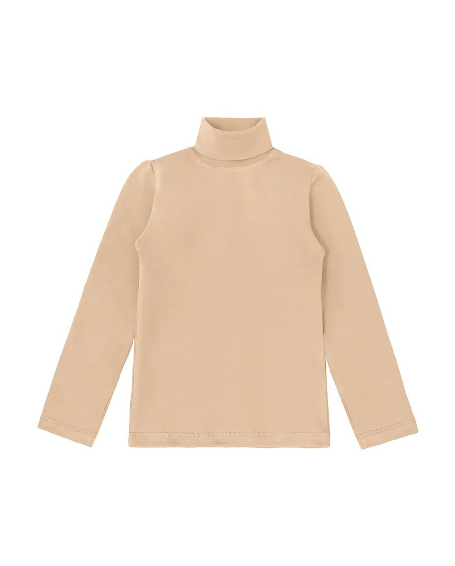 Big Girl Cotton Long Sleeve Solid Turtleneck T-Shirt