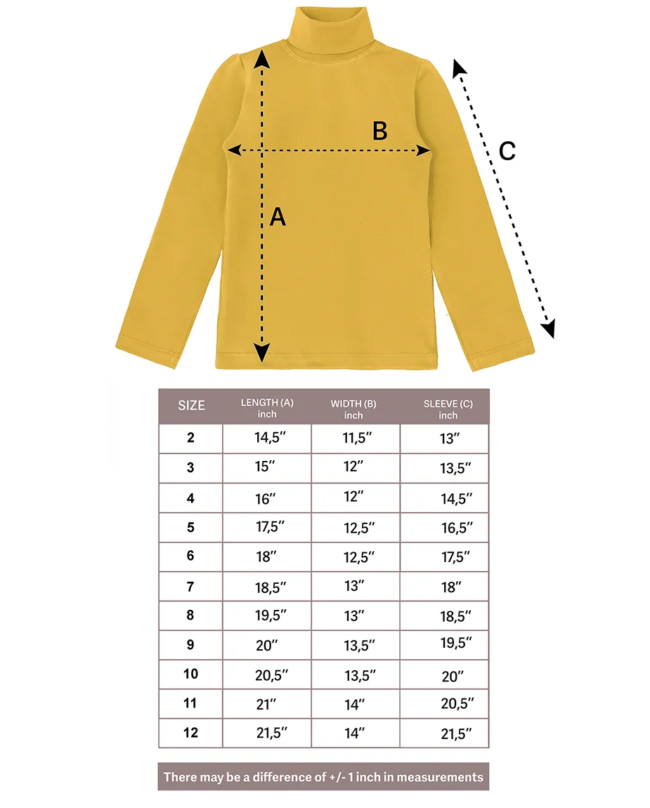 Big Girl Cotton Long Sleeve Solid Turtleneck T-Shirt