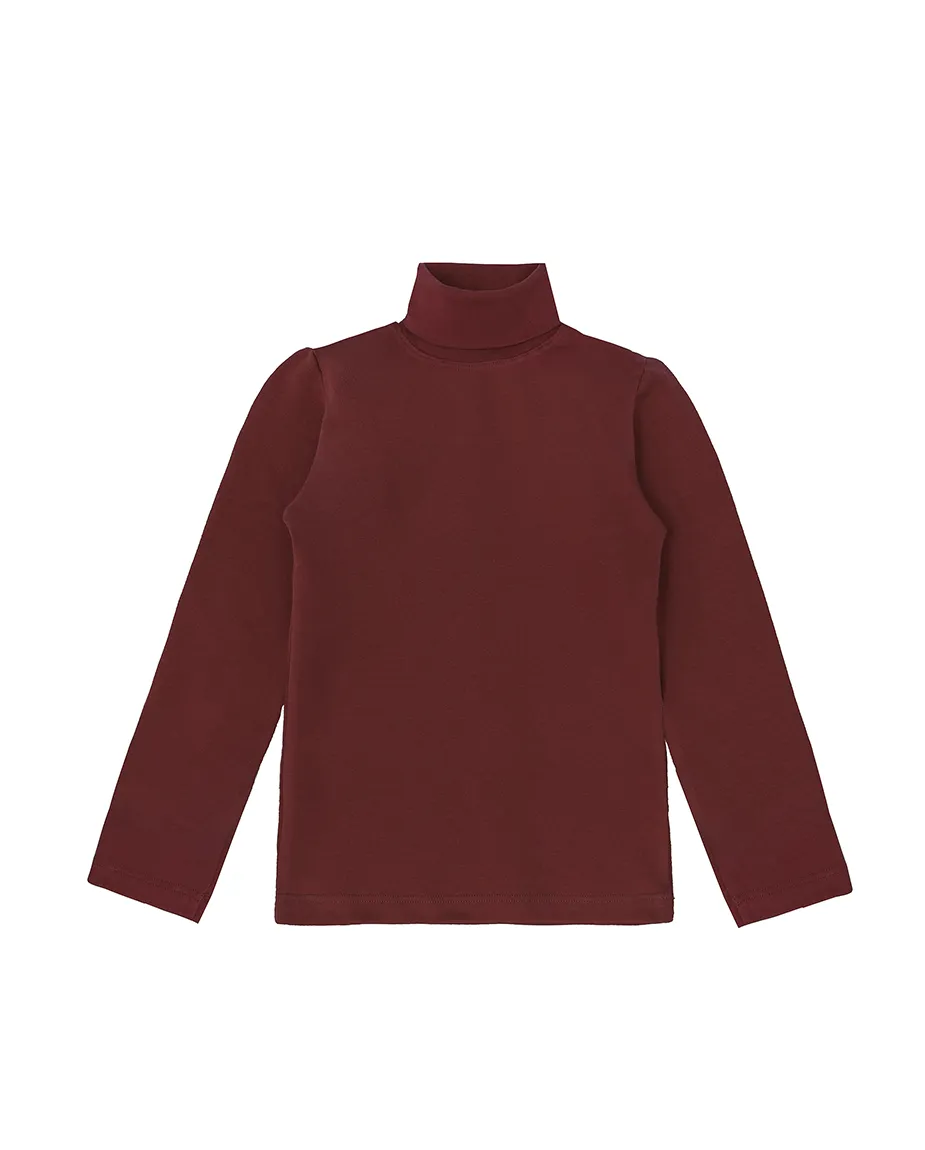 Big Girl Cotton Long Sleeve Solid Turtleneck T-Shirt