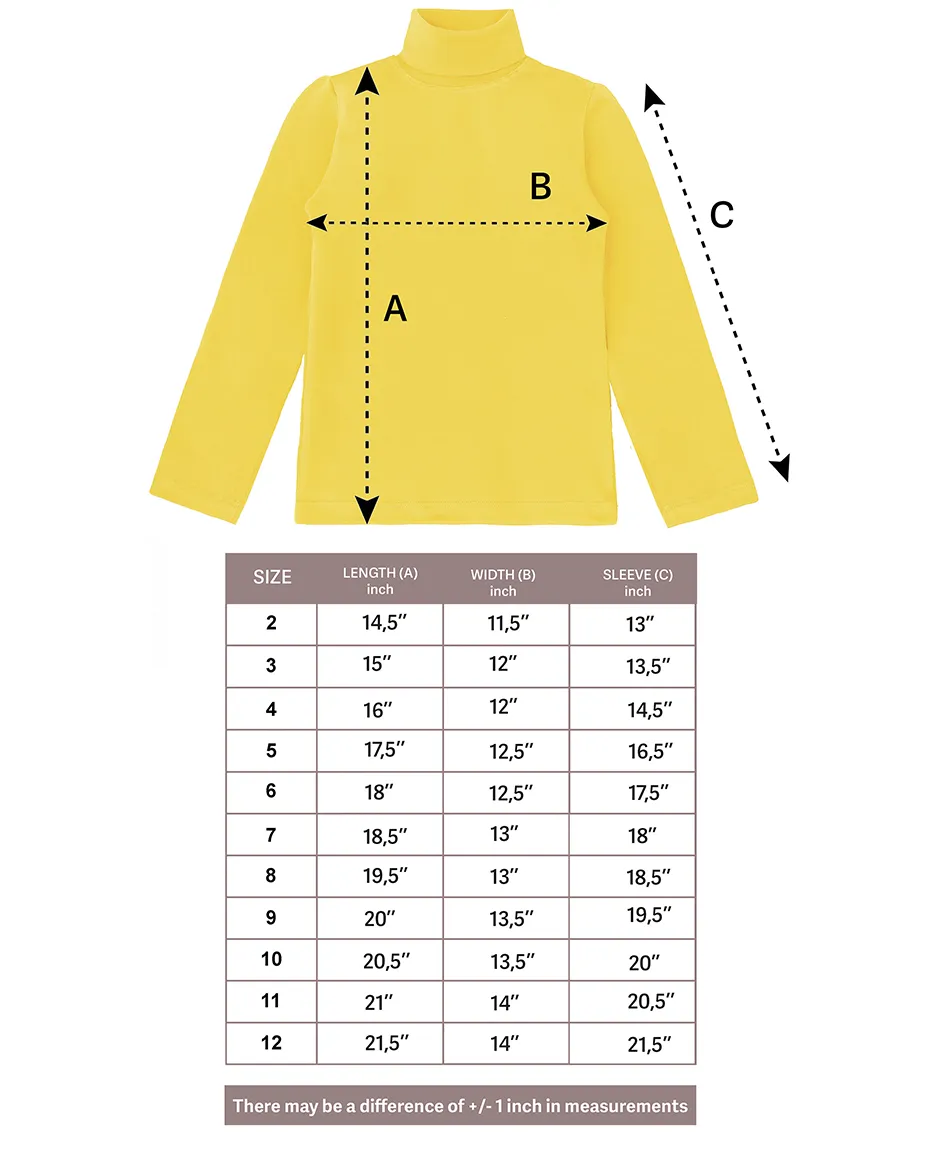 Big Girl Cotton Long Sleeve Solid Turtleneck T-Shirt