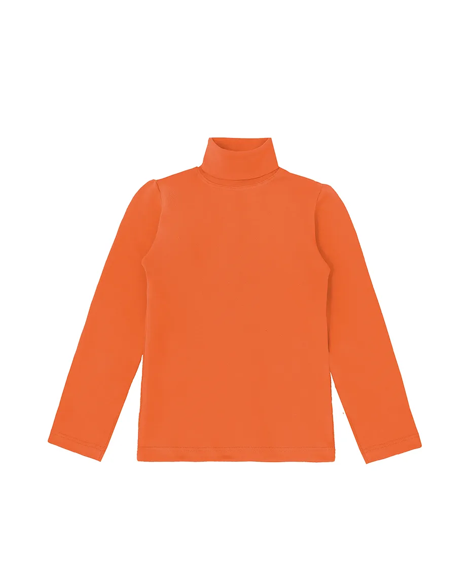 Big Girl Cotton Long Sleeve Solid Turtleneck T-Shirt