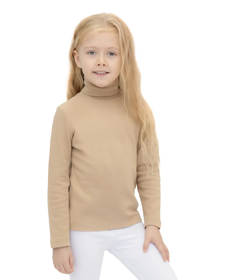 Big Girl Cotton Long Sleeve Solid Turtleneck T-Shirt