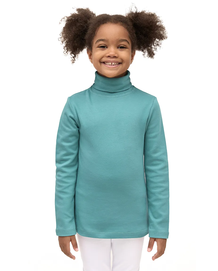 Big Girl Cotton Long Sleeve Solid Turtleneck T-Shirt