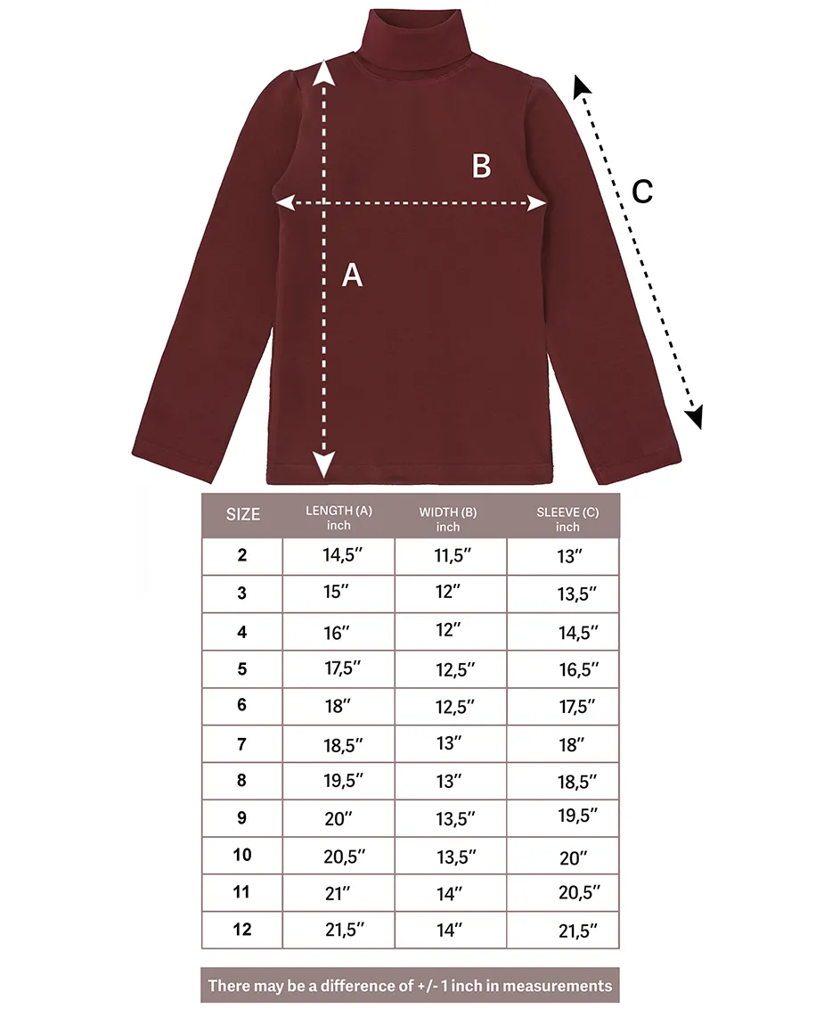 Big Girl Cotton Long Sleeve Solid Turtleneck T-Shirt