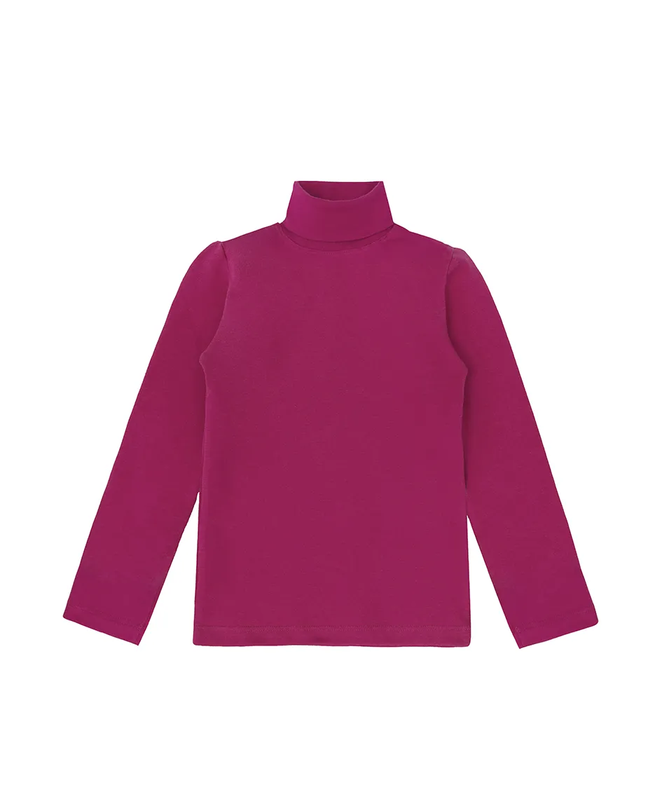 Big Girl Cotton Long Sleeve Solid Turtleneck T-Shirt