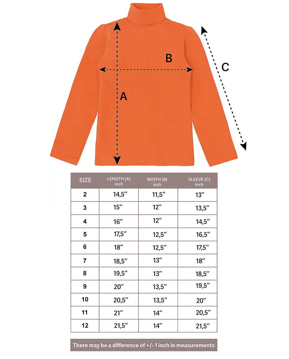 Big Girl Cotton Long Sleeve Solid Turtleneck T-Shirt
