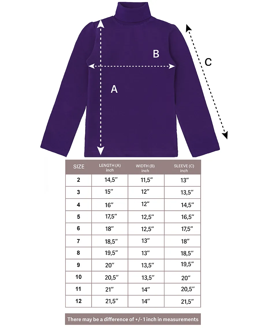 Big Girl Cotton Long Sleeve Solid Turtleneck T-Shirt