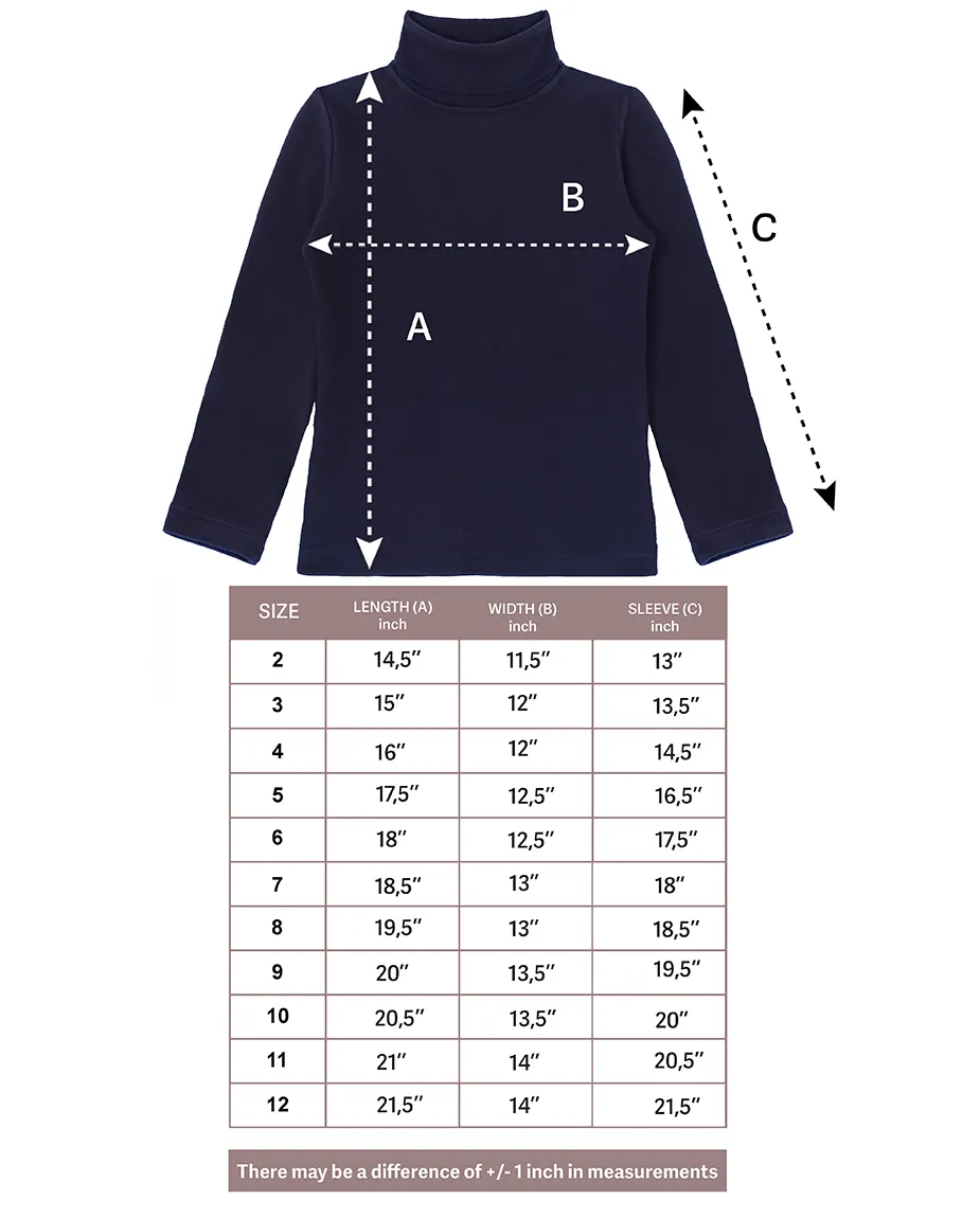 Big Girl Cotton Long Sleeve Solid Turtleneck T-Shirt