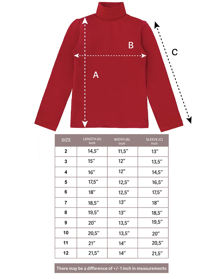Big Girl Cotton Long Sleeve Solid Turtleneck T-Shirt