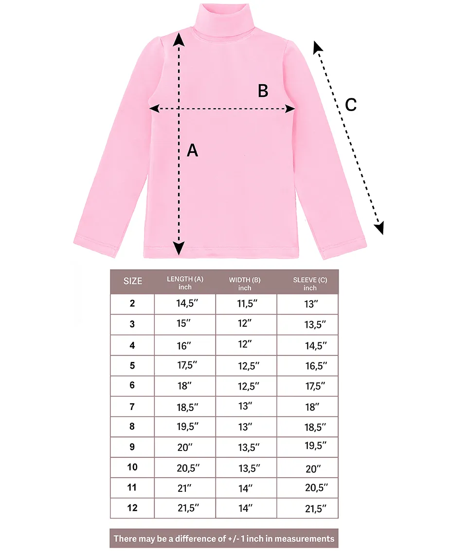 Big Girl Cotton Long Sleeve Solid Turtleneck T-Shirt
