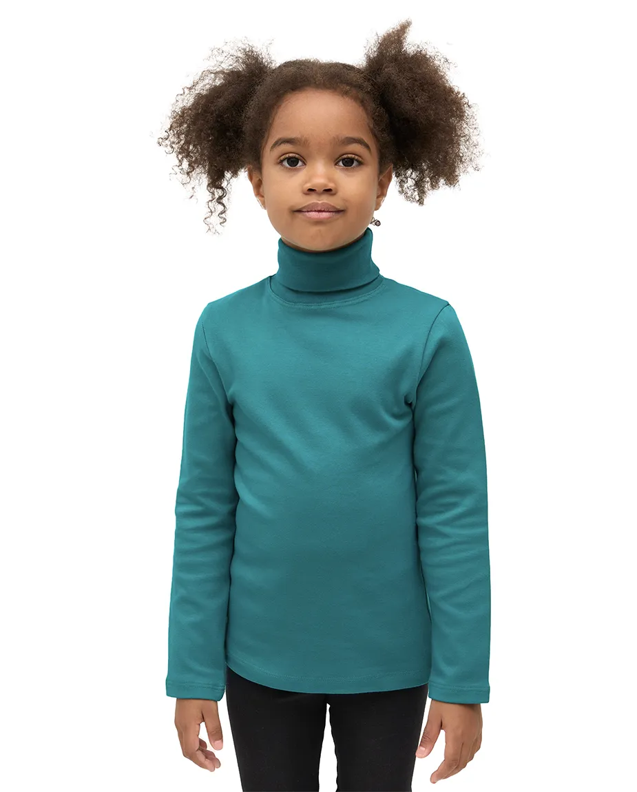 Big Girl Cotton Long Sleeve Solid Turtleneck T-Shirt