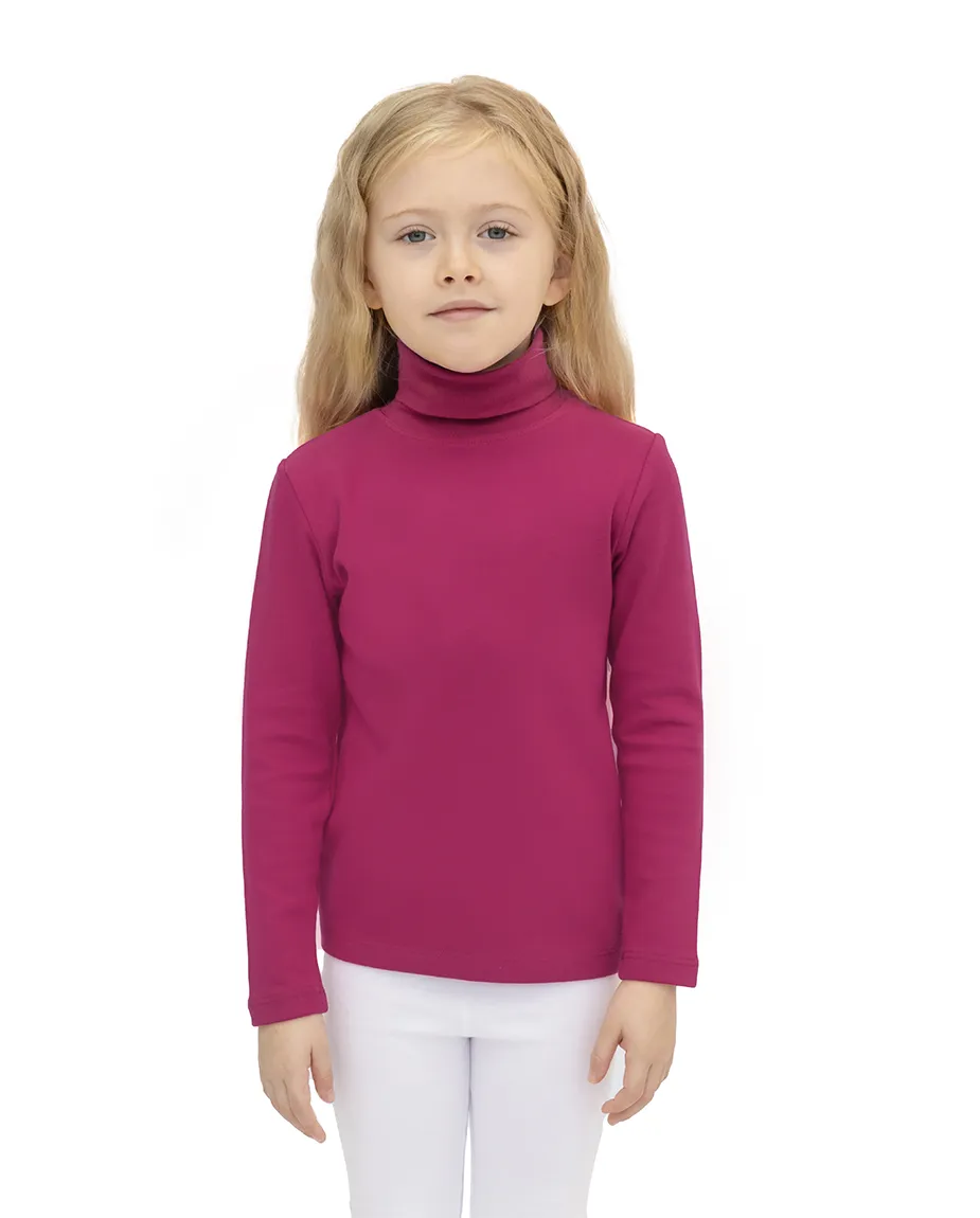 Big Girl Cotton Long Sleeve Solid Turtleneck T-Shirt
