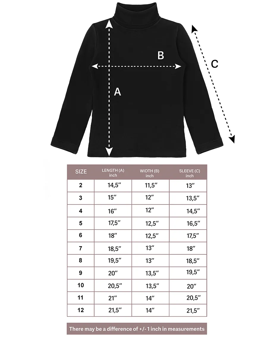 Big Girl Cotton Long Sleeve Solid Turtleneck T-Shirt