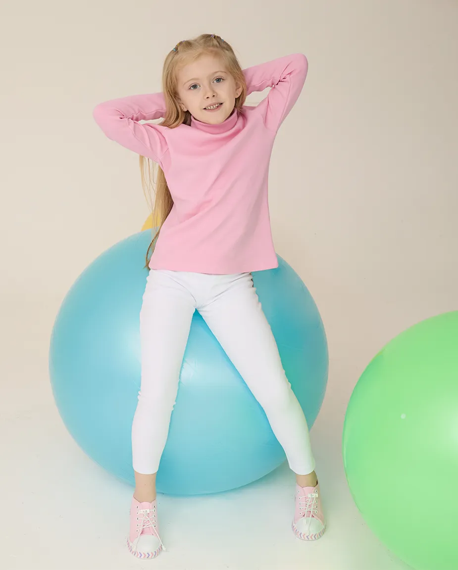 Big Girl Cotton Long Sleeve Solid Turtleneck T-Shirt