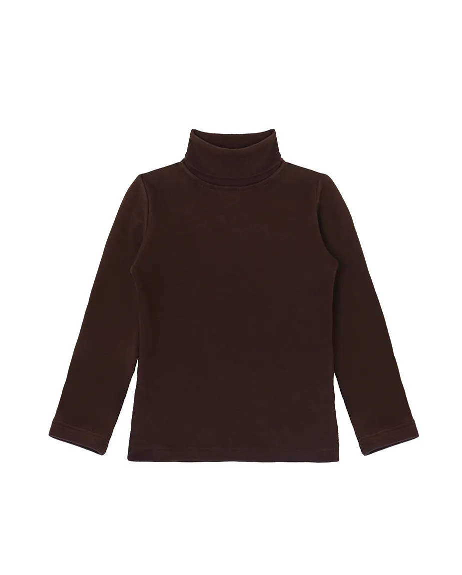Big Girl Cotton Long Sleeve Solid Turtleneck T-Shirt