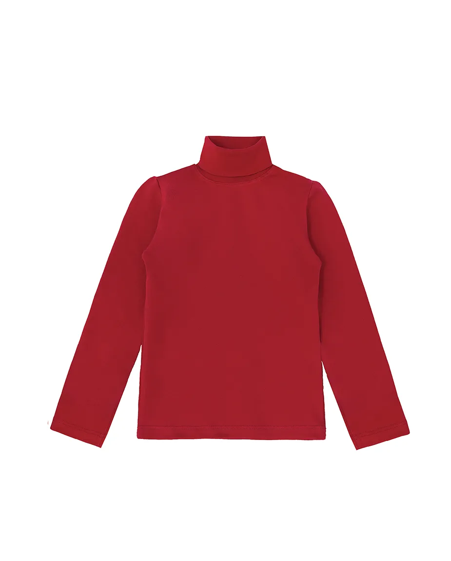 Big Girl Cotton Long Sleeve Solid Turtleneck T-Shirt