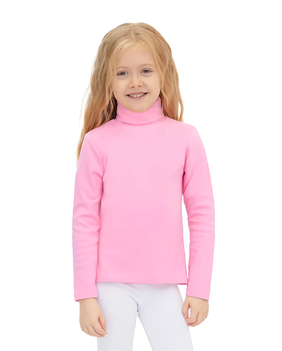 Big Girl Cotton Long Sleeve Solid Turtleneck T-Shirt