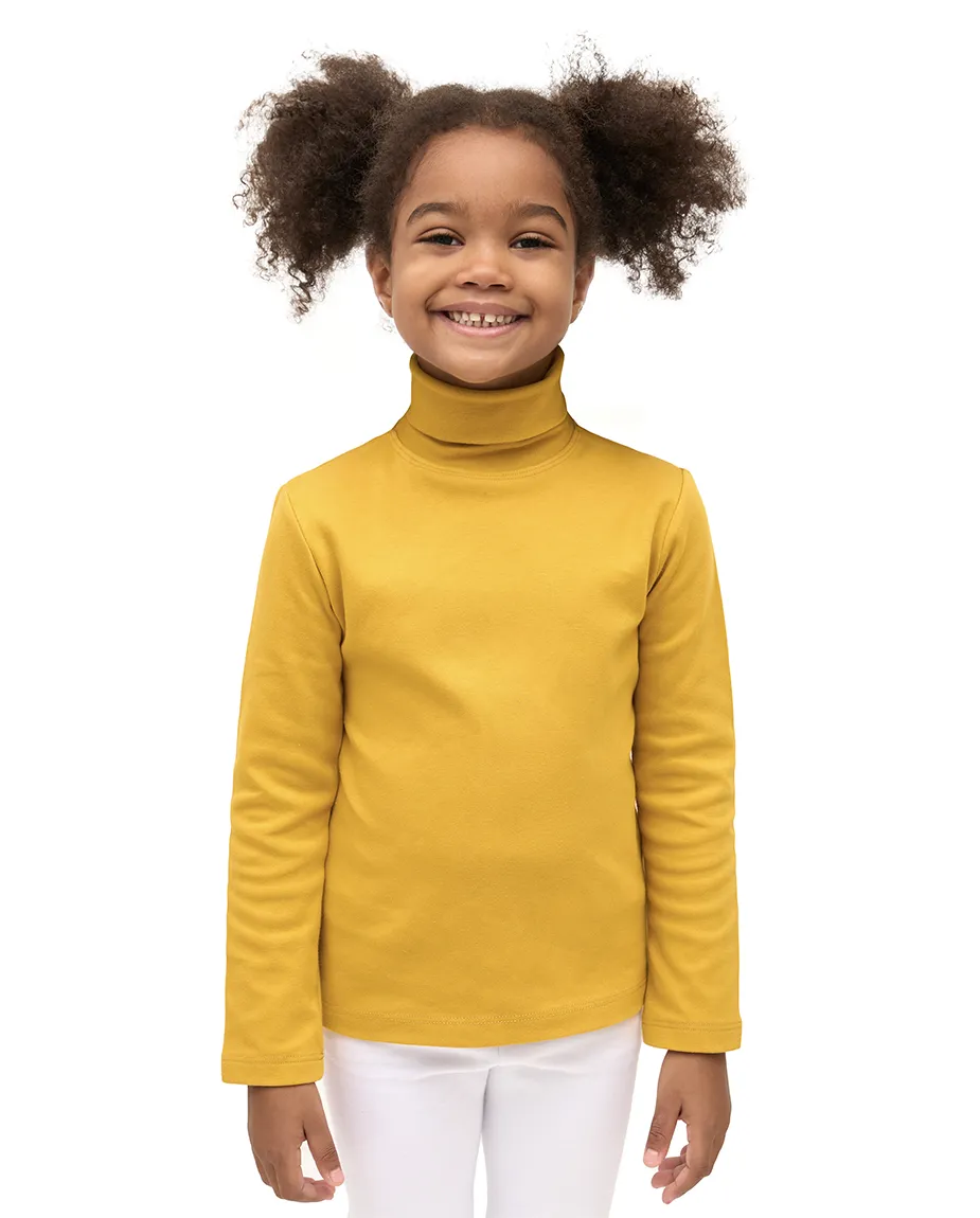 Big Girl Cotton Long Sleeve Solid Turtleneck T-Shirt