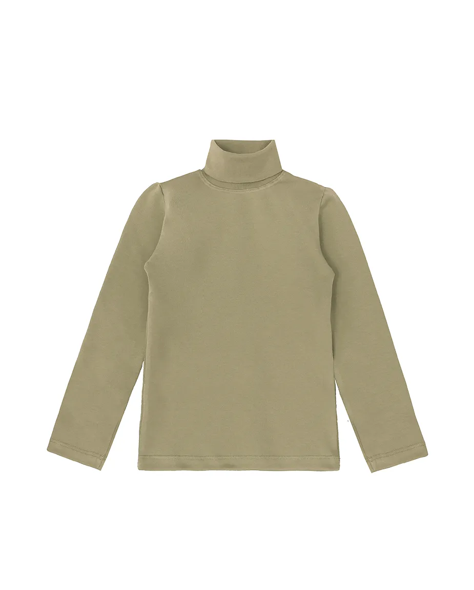 Big Girl Cotton Long Sleeve Solid Turtleneck T-Shirt