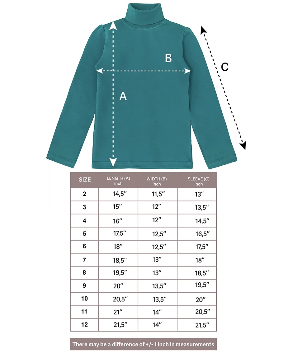 Big Girl Cotton Long Sleeve Solid Turtleneck T-Shirt