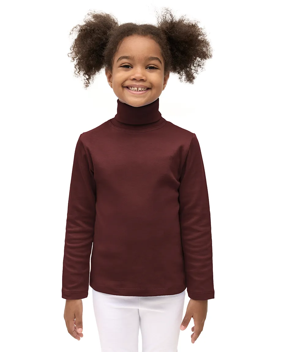Big Girl Cotton Long Sleeve Solid Turtleneck T-Shirt