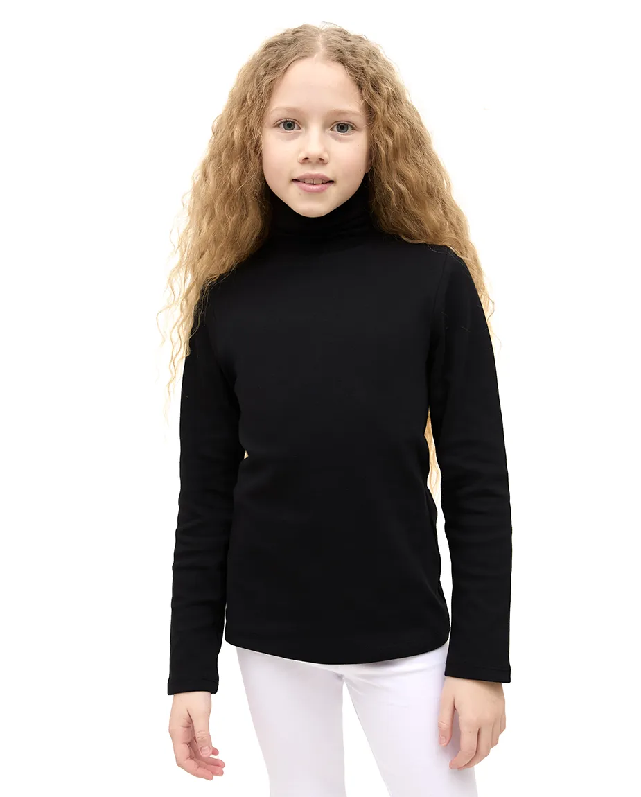 Big Girl Cotton Long Sleeve Solid Turtleneck T-Shirt
