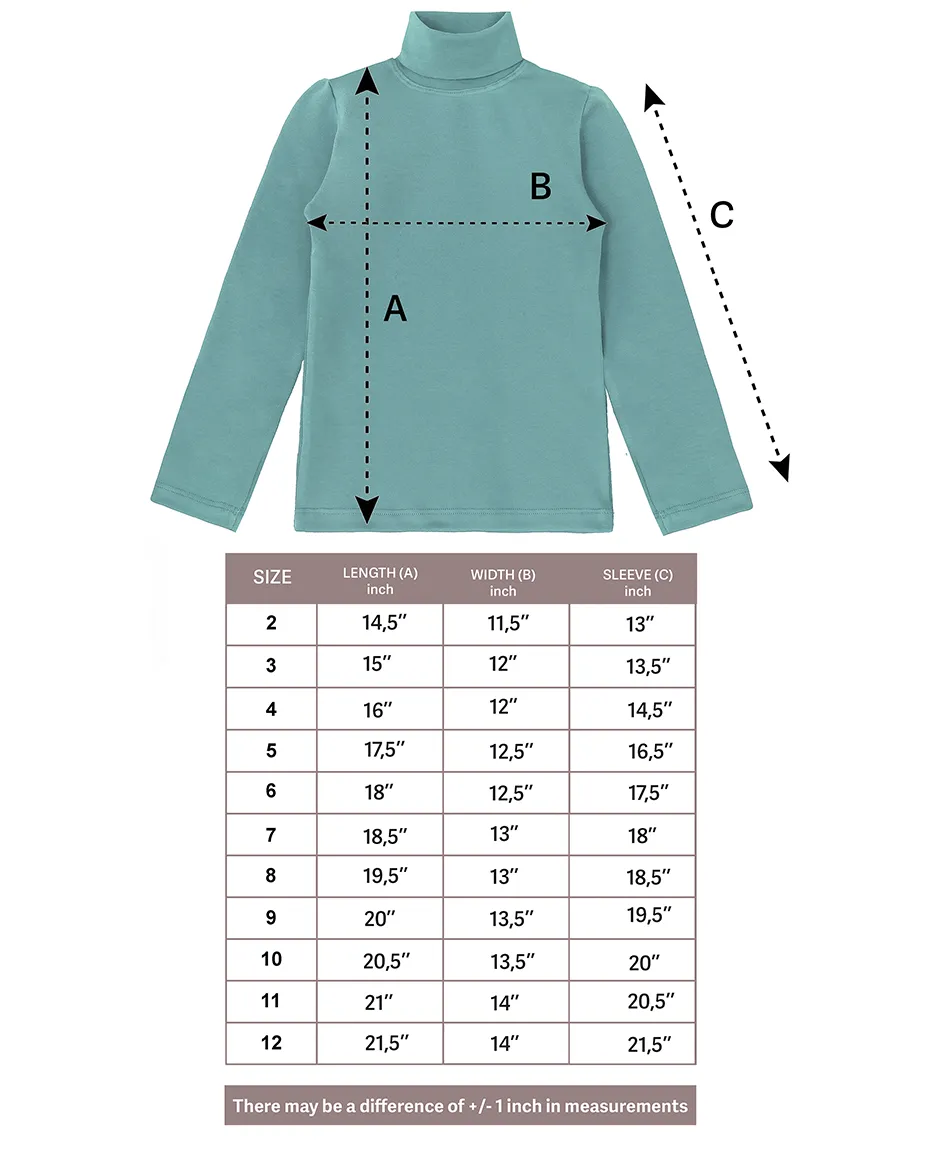 Big Girl Cotton Long Sleeve Solid Turtleneck T-Shirt
