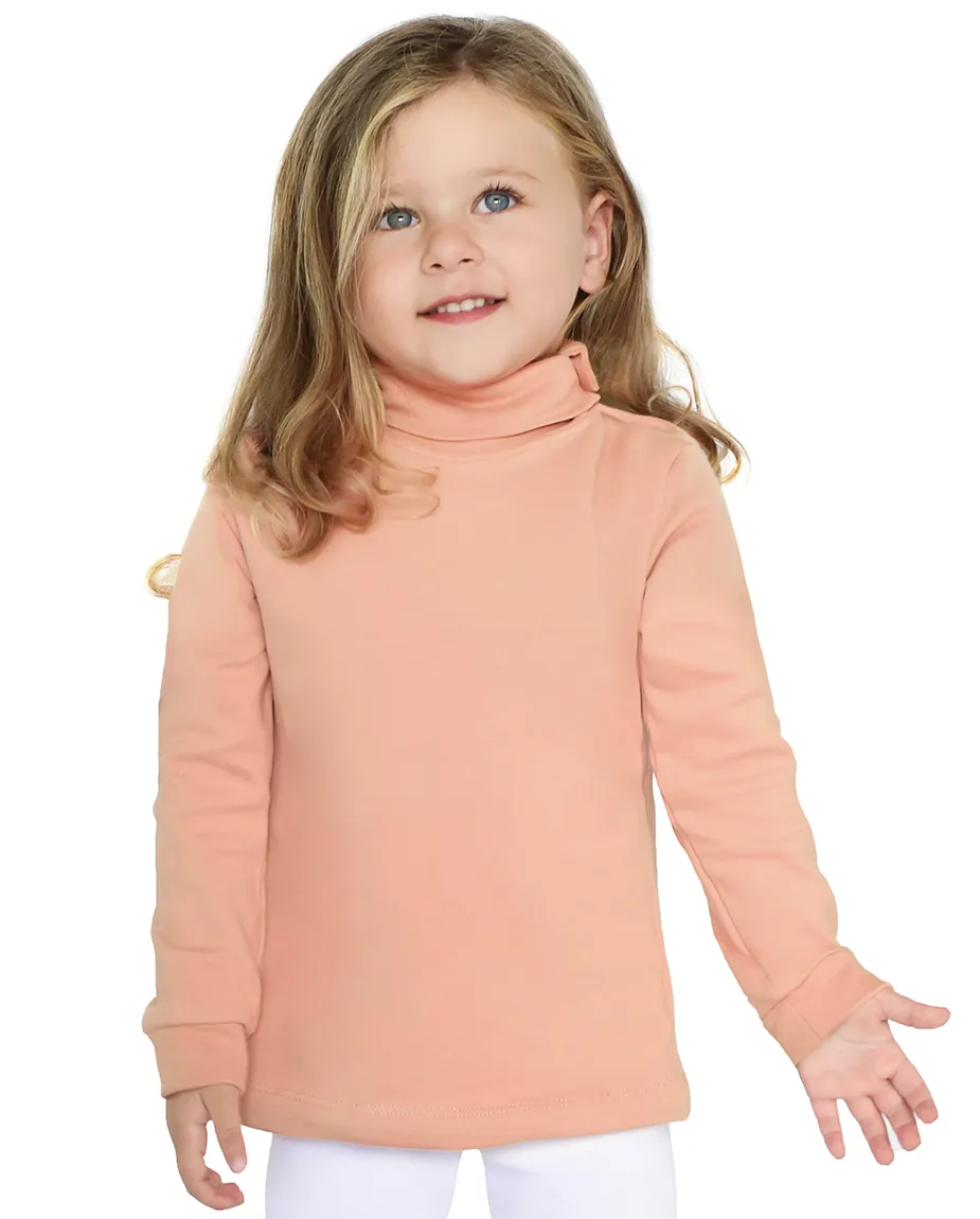Big Girl Cotton Long Sleeve Solid Turtleneck T-Shirt