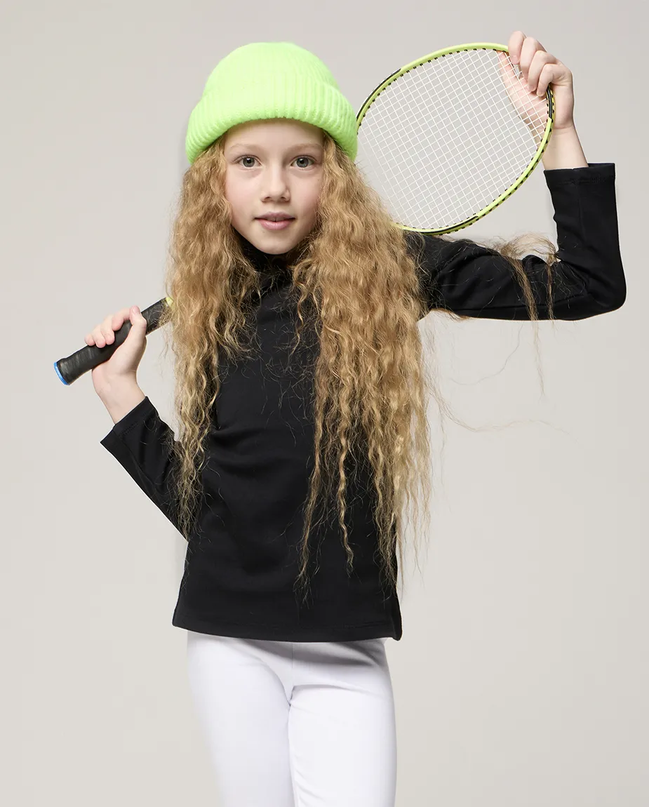 Big Girl Cotton Long Sleeve Solid Turtleneck T-Shirt