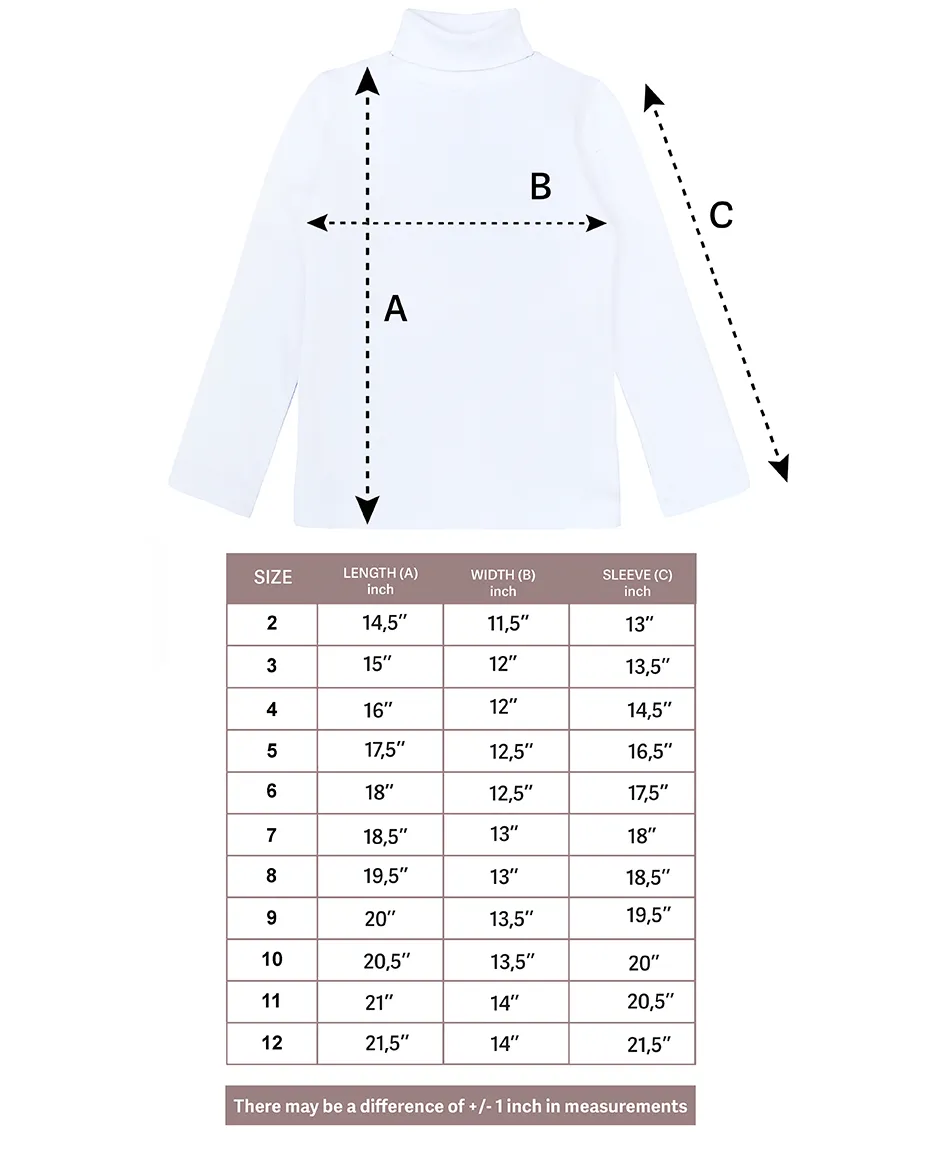 Big Girl Cotton Long Sleeve Solid Turtleneck T-Shirt