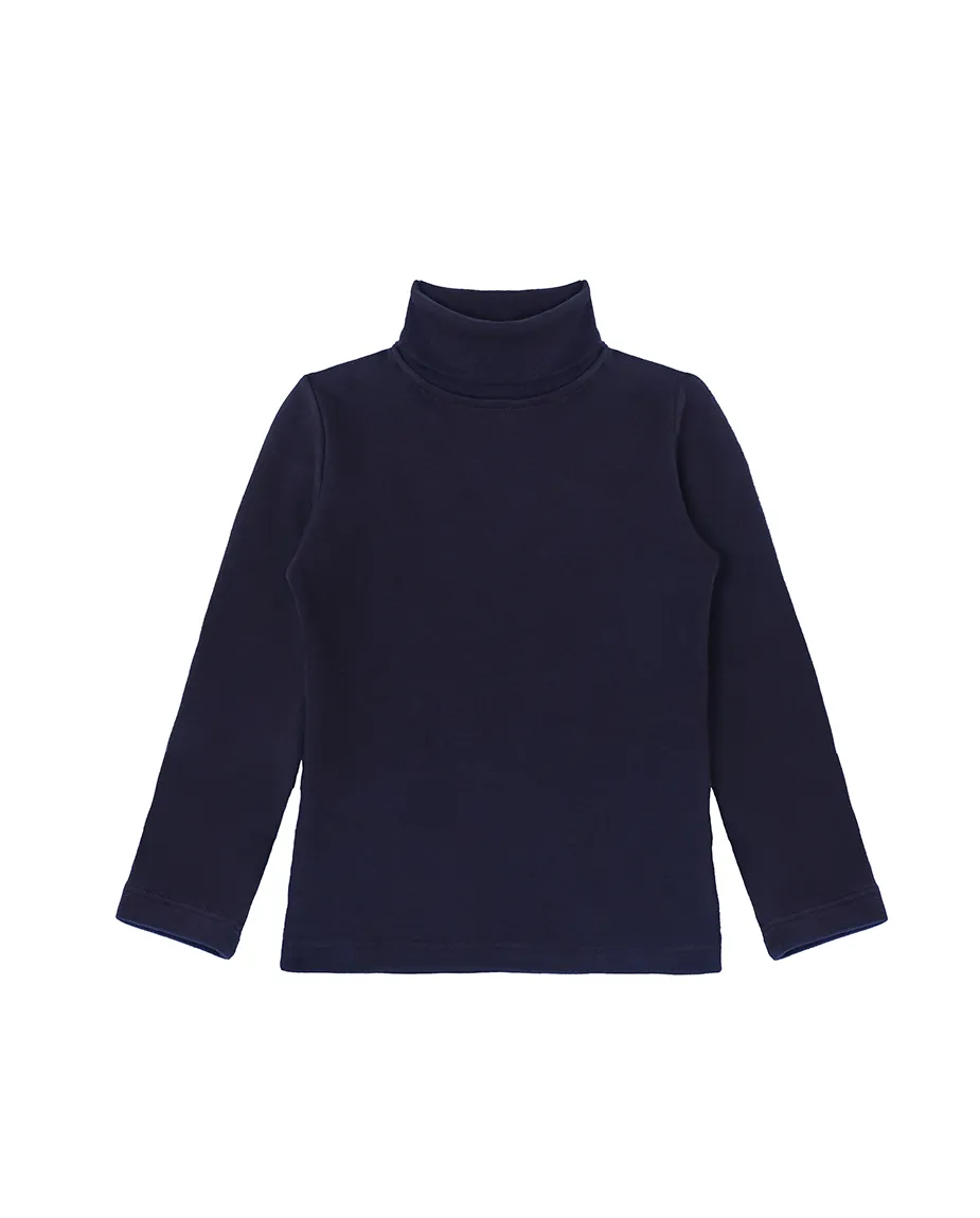 Big Girl Cotton Long Sleeve Solid Turtleneck T-Shirt