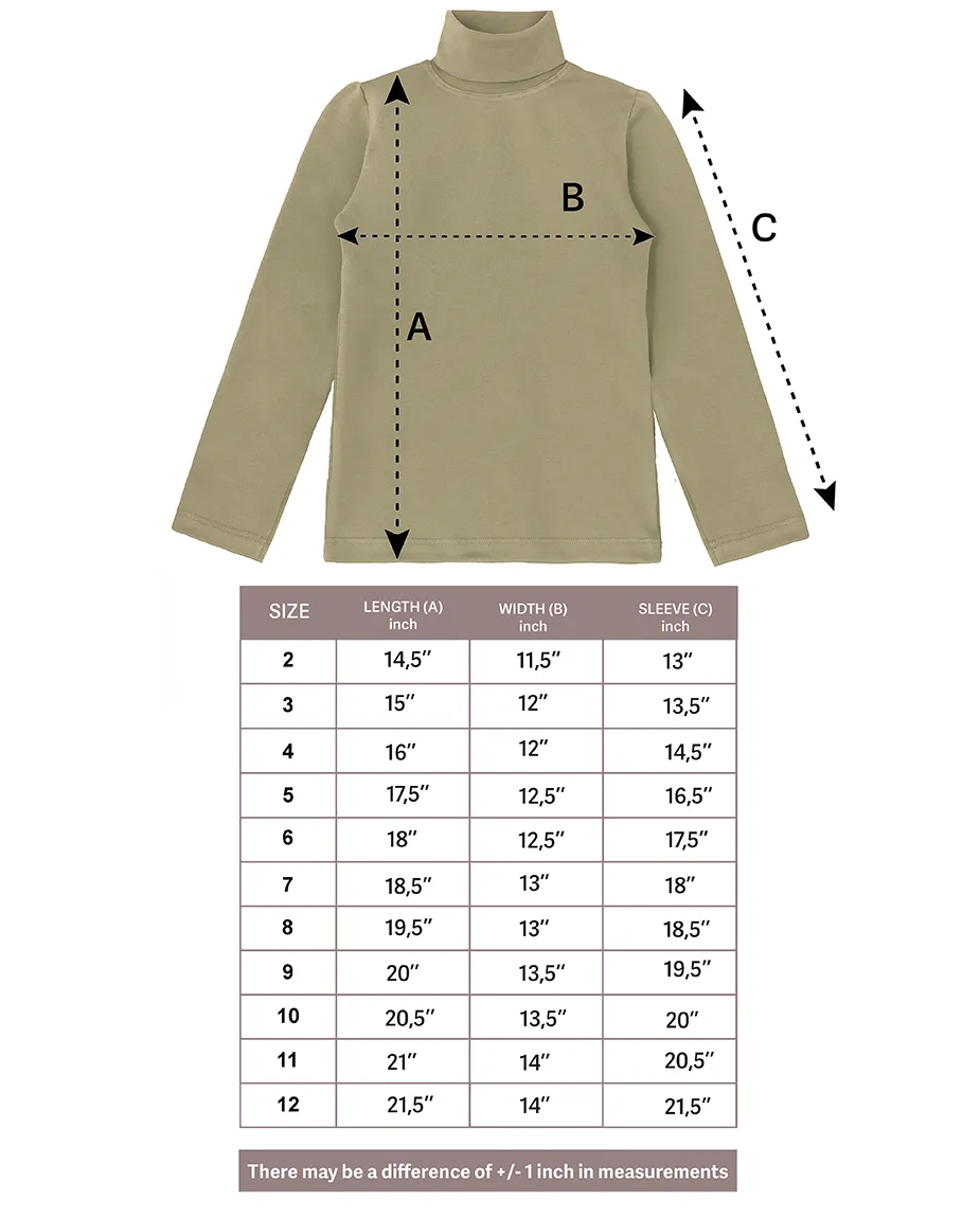 Big Girl Cotton Long Sleeve Solid Turtleneck T-Shirt