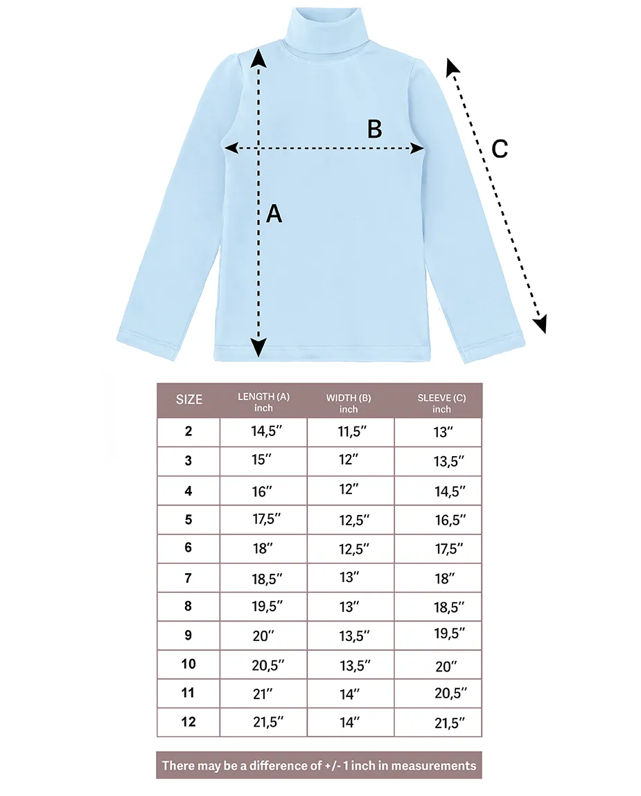 Big Girl Cotton Long Sleeve Solid Turtleneck T-Shirt